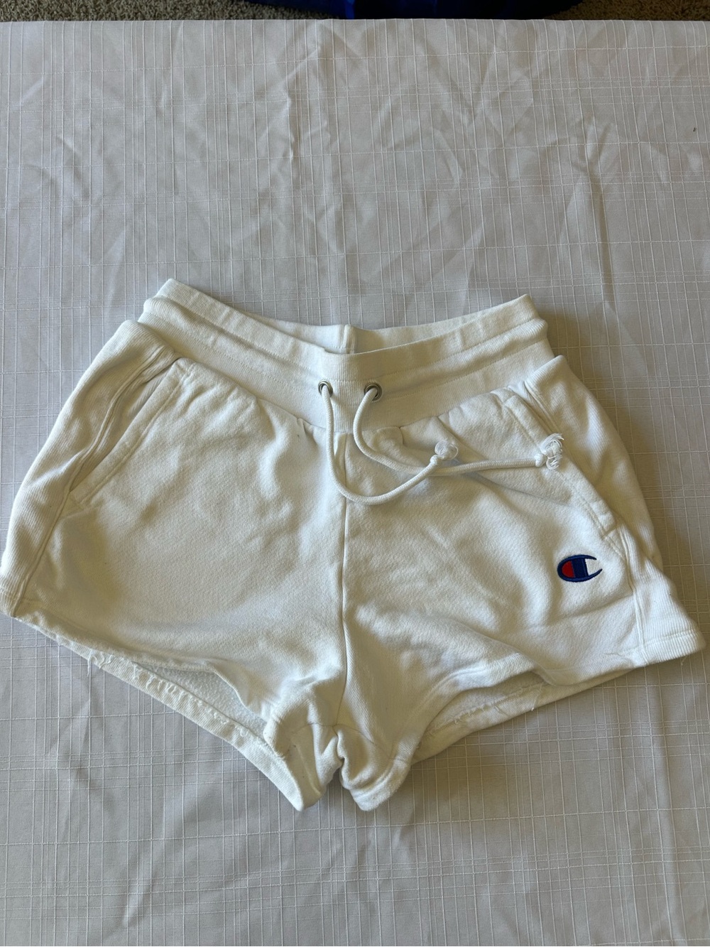 Champion White Women's Terry Drawstring Athletic Shorts